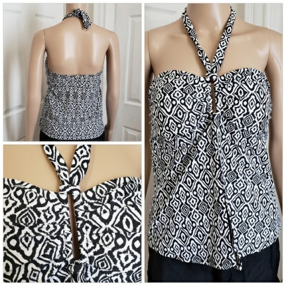 NEW! Printed Flyaway Halter Tankini Top (NWOT) -10 - Picture 2 of 9